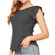 thumbnail image 2 of Fiudx Camisetas para Mujer Camiseta de Manga Corta con Volantes y Cuello Redondo Liso para Mujer Top/Camisa de Cuello Redondo de Manga Corta, 2 of 4