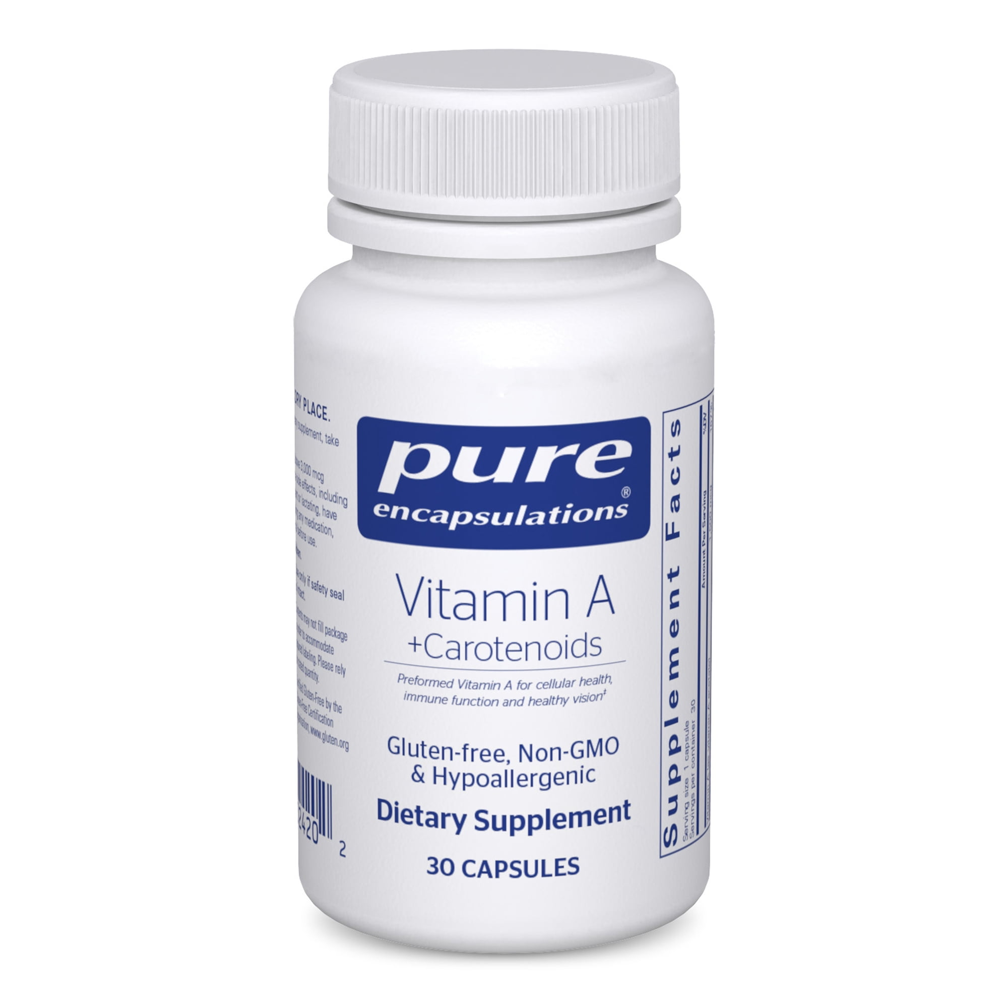 Pure Encapsulations Vitamin A + Carotenoids (Lutein, Zeaxanthin, and Astaxanthin) | Hypoallergenic Dietary Supplement | 30 Capsules