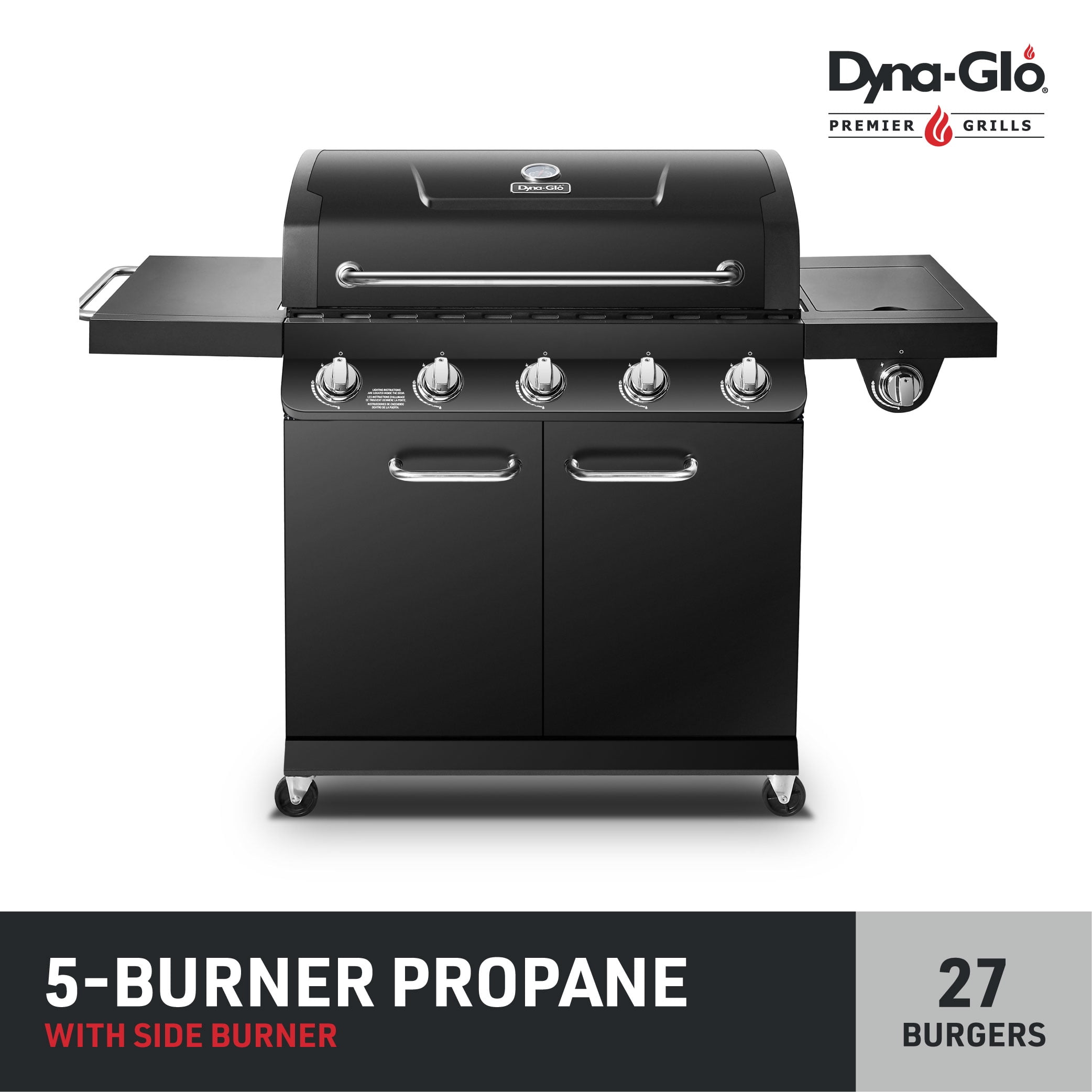DynaGlo Premier 5 Burner Propane Gas Outdoor BBQ Grill with Side