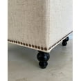 thumbnail image 4 of Beige Linen Fabric Upholstered Beckmann Storage Cube Pouf Ottoman, Footstool with Flip-Up Hinged lid, 4 of 7