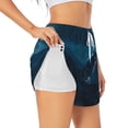thumbnail image 3 of Lsque Lonely Night Wolf Printed Women's Running Shorts with Liner Pockets,Elastic Quick Dry Workout Athletic Gym Yoga Shorts,Womens High Waist Shorts-XX-Large, 3 of 9