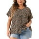thumbnail image 1 of Blusas de mujer de tallas grandes Agnes Orinda, camisas de botones con flores, tops de cuello en V, blusa casual de manga con volantes 3X negra, 1 of 6