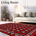 thumbnail image 2 of ODIKA 3'x5' Machine Washable Non-Slip Area Rug, Festive Plaid Patchwork Checkered with Nordic Inspired Details High Traffic Rug with Pad, Red, 621155, 2 of 8