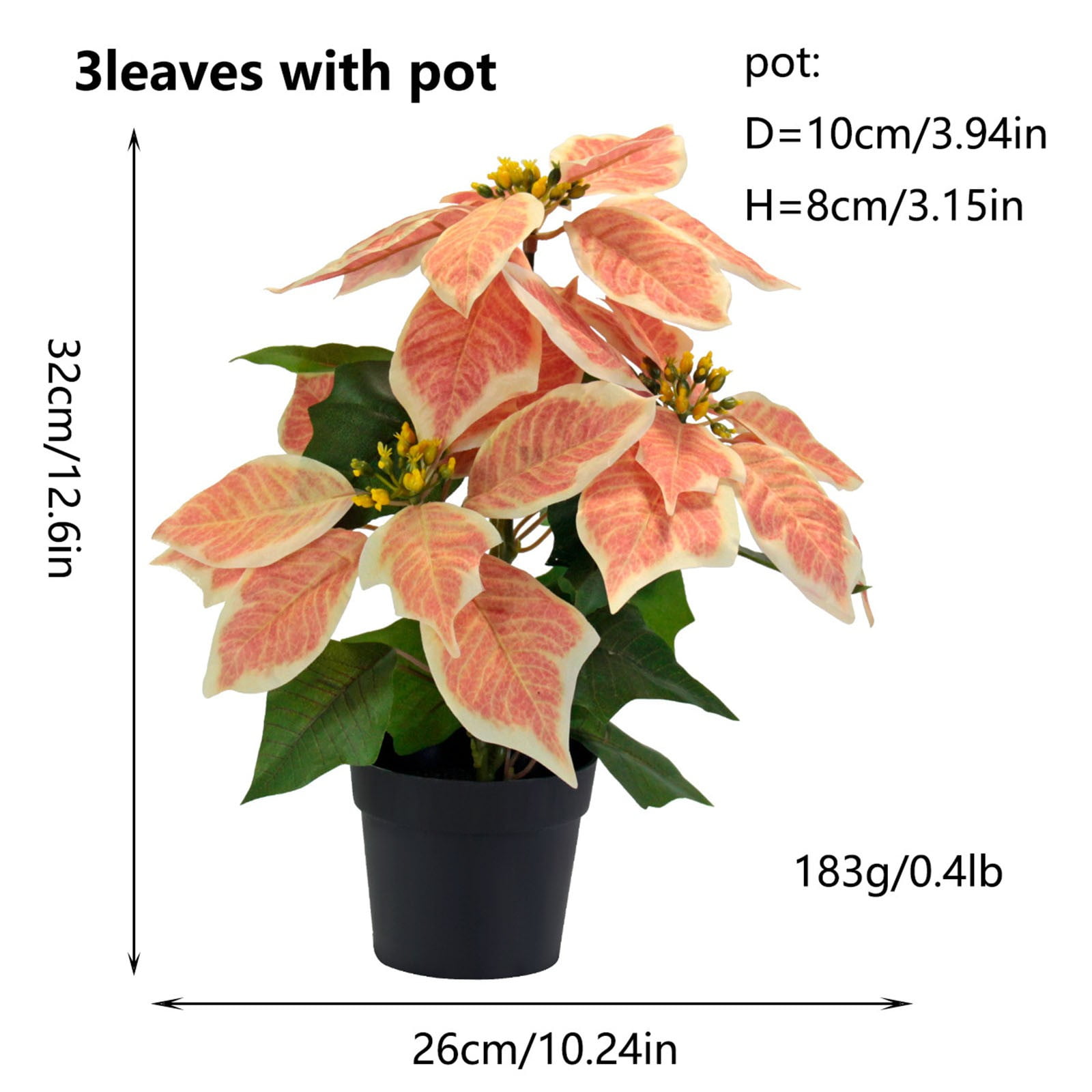 Mini Poinsettias Artificial Plants with Pot, 12.6" Faux Small Christmas Flowers in Pot for Home Office Tabletop Indoor Christmas Decorations