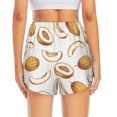 thumbnail image 4 of Workout Shorts for Women - Cute Chestnut Brown Cantaloupe 2 in 1 with Pocket Double Layer Shorts Elastic Athletic Gym Shorts, 4 of 7