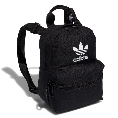 adidas Originals Trefoil Mini Backpack Small Travel Bag, Black/White,  One Size