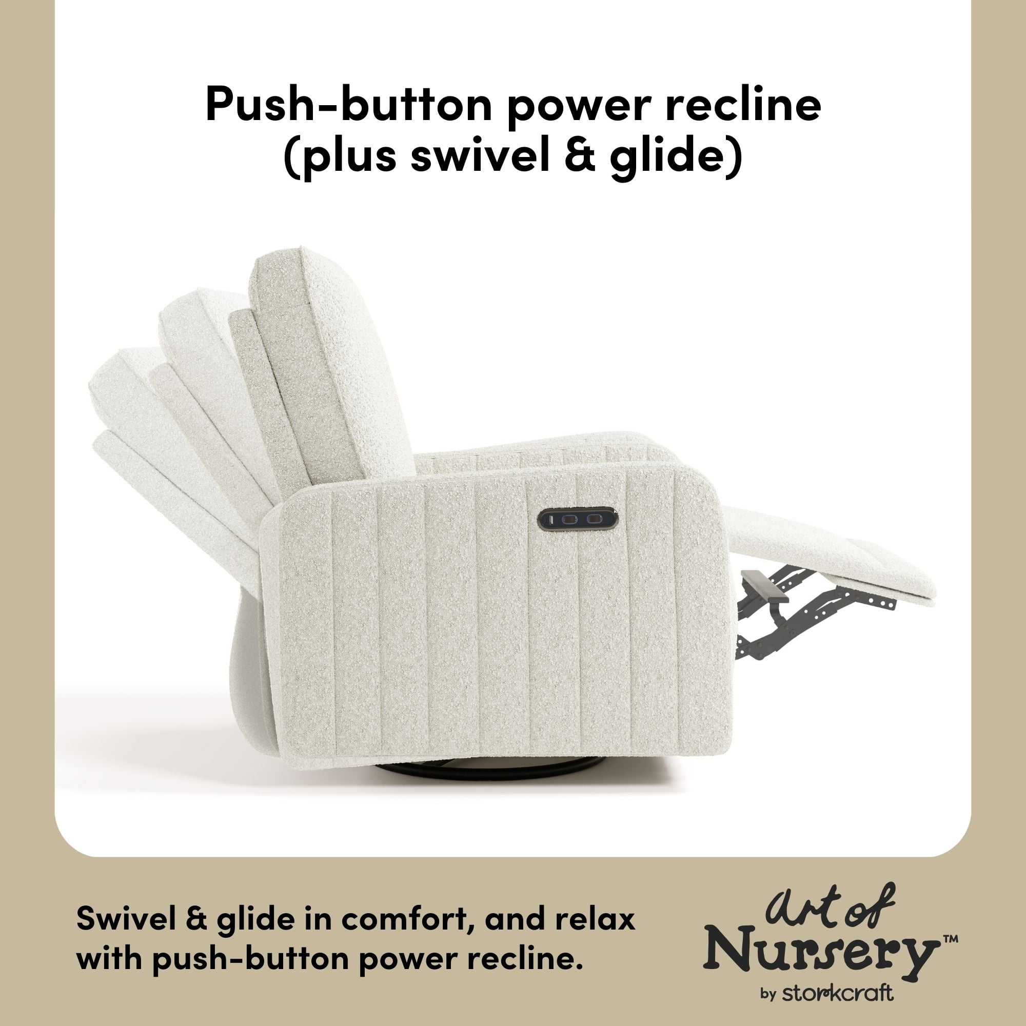 Art of Nursery by Storkcraft Kyoto Power Recliner, Ivory Boucle