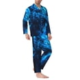 thumbnail image 2 of Lsque Blue Fire Wolf Pattern Long Sleeve Pajama Set for Men - Soft 2-Piece Sleepwear and Loungewear Set with Pockets, Comfy Nightwear-Medium, 2 of 7