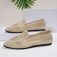 thumbnail image 5 of Women's Pointed Toe Penny Loafers Dressy Ballet Flats Knit Mesh Slip-on Shoes Comfortable Lightweight Beige 5, 5 of 9