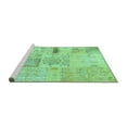 thumbnail image 2 of Ahgly Company Machine Washable Indoor Round Patchwork Turquoise Blue Transitional Area Rugs, 5' Round, 2 of 4