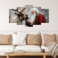 thumbnail image 2 of ZHONGYUTONG 5 Panel Christmas Wall Art Large Xmas Canvas Pictures Santa Claus and Reindeer Painting Winter Scenes Prints Holiday Home Wall Decor Framed (12x20inx2pcs 12x30inx2pcs 12x40inx1pcs), 2 of 4