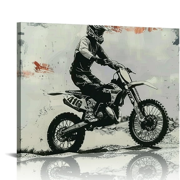 Autua Dirt Bike Wall Decor Canvas Art for Living Room Bedroom Office 20x16in