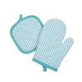thumbnail image 5 of Mainstays Terry and Flat Stripe Kitchen Towel, Oven Mitt and Pot Holder Set, Aqua Stripe, 20 Pieces, 5 of 7