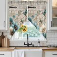 thumbnail image 6 of Teal Tulip Butterfly Swag Curtains for Kitchen/Bedroom/Living Room, Beige Turquoise Floral Farmhouse Wooden Scalloped Curtains 63 Inch Long, Window Swag Topper Curtains Valances 2 Panels Set 36"x63", 6 of 8