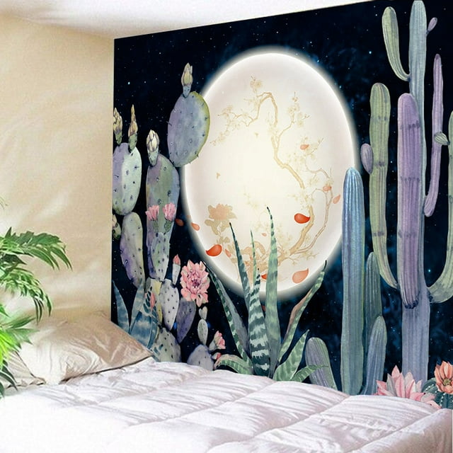 Tapiz de pared con diseño de cactus, 150 x 130 cm, microtela, fibra, estética