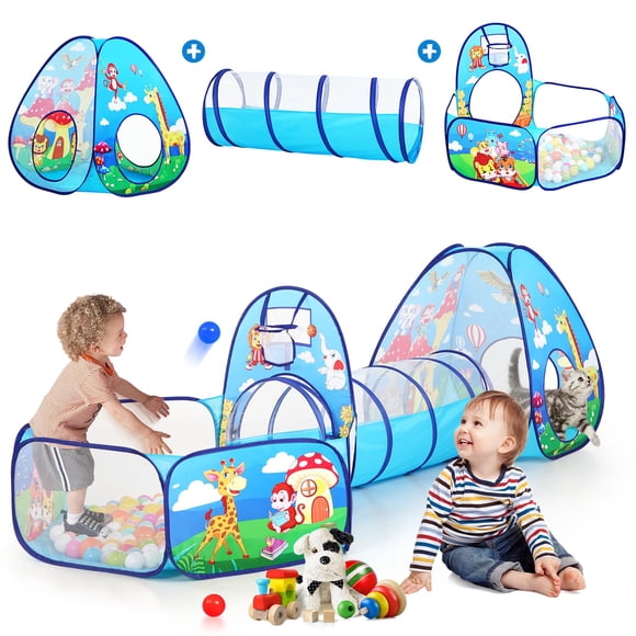 Carpa de juego para niños SISTICKER, 3 piezas, túnel, piscina de bolas para interiores
