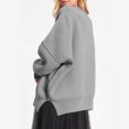 thumbnail image 4 of Duoif Sweaters for Women Trendy Women's Round Neck Batwing Sleeve Oversized Side Slit Ribbed Pullover Sweater Top Women's Sweaters Womens Tops Grey XL, 4 of 6