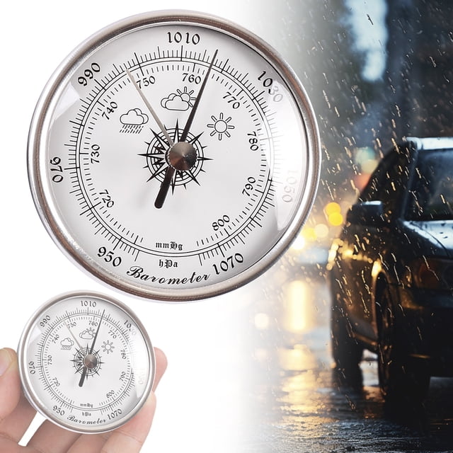 70Mm High Precision Barometer,3 in 1 All Season Wall Hanging Thermometer,Household Weather Instrument with Adjustable Calibration,Predict Weather Accurately,for Indoor Air Pressure Monitoring(Silver)