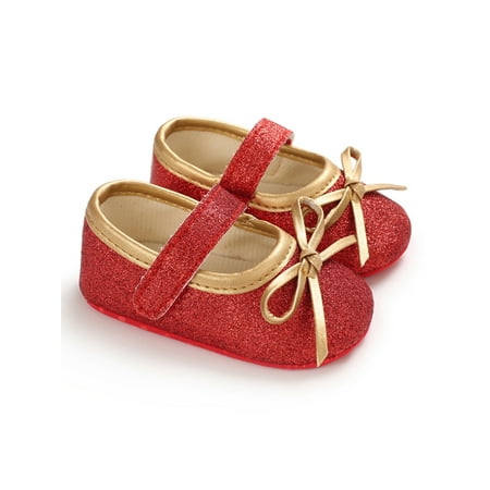 

Ymiytan Baby Girls Crib Shoes Prewalker Flats First Walkers Mary Jane Wedding Comfort Lightweight Soft Sole Princess Dress Shoe Red 12-18 months