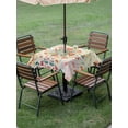 thumbnail image 5 of Square Outdoor Tablecloth with Umbrella Hole Beige Boho Outside Table Cloth Waterproof Patio Table Cover Retro Ethnic Shabby Colorful Floral Patterned Zipper Tablecloths for Picnic Camping 60x60 Inch, 5 of 8