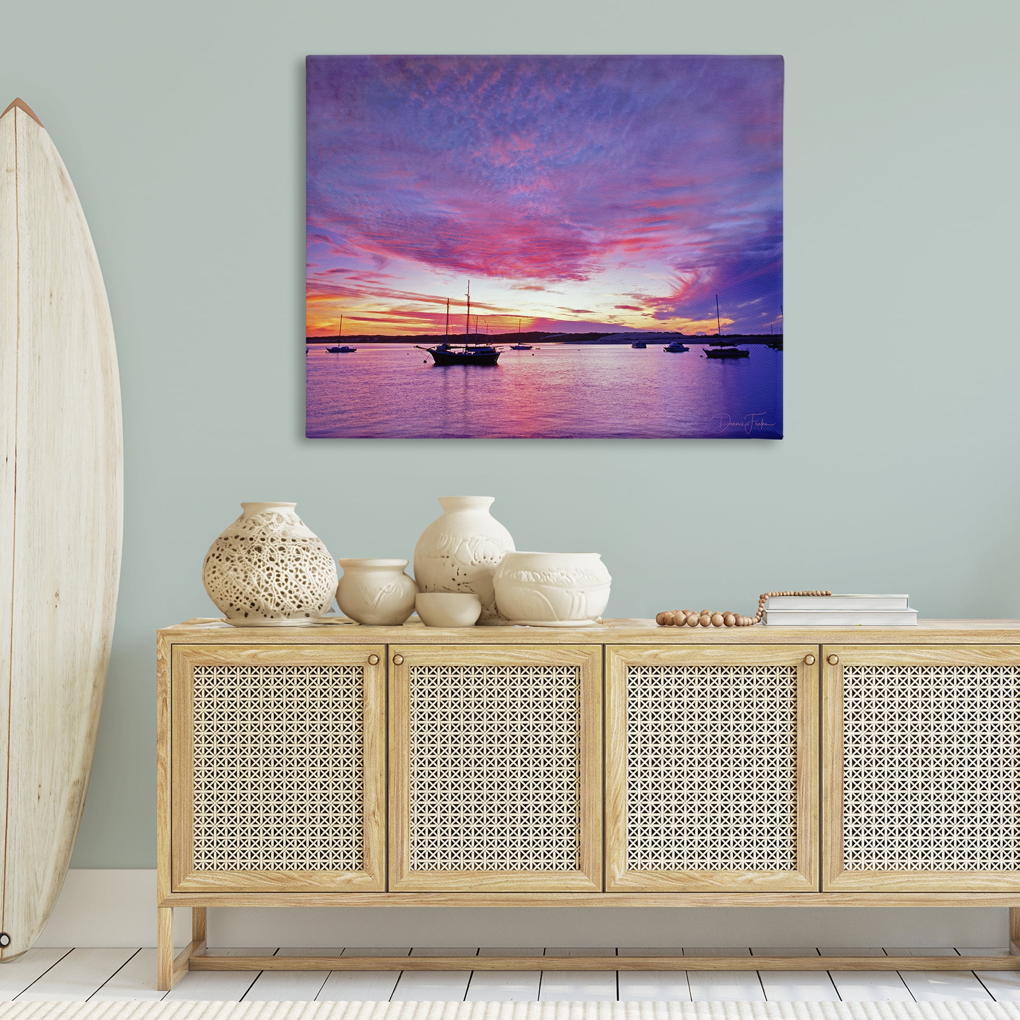 Stupell Industries Distant Boats at Sunset Transportation Photography Wrapped Canvas Art Print Wall Art, 48 x 36