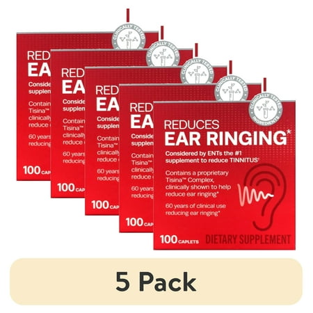 (5 pack) Lipo Flavonoid Ear Ringing Relief Supplement, Clinically Tested Ingredients, 100 Caplets