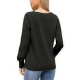 thumbnail image 3 of INSPIRE CHIC Women's Top Long Sleeve V Neck Lightweight Spring Fall Casual Tunic Tops XS Black, 3 of 6