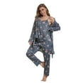 thumbnail image 3 of Sunvit-Panties Pajamas Womens 3 Piece Gray Pajama Set - Soft Stretch Satin-Like Floral Polka Dot Loungewear with Camisole, Pants & Robe, Comfy for Womens Sleeping & Home Relaxing,Size S, 3 of 4