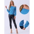 thumbnail image 2 of DARING DIVA Women's Off-Shoulder Long Sleeve Party Tops XL Blue, 2 of 6