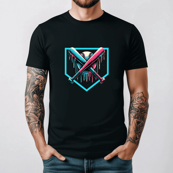 Retro Neon Baseball T-Shirt, up to size 3XL.