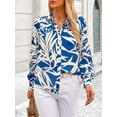 thumbnail image 3 of PRETTYGARDEN Women's Floral Blouses Dressy Casual V Neck Button Down Shirts Lantern Long Sleeve Boho Chiffon Spring Tops, 3 of 10