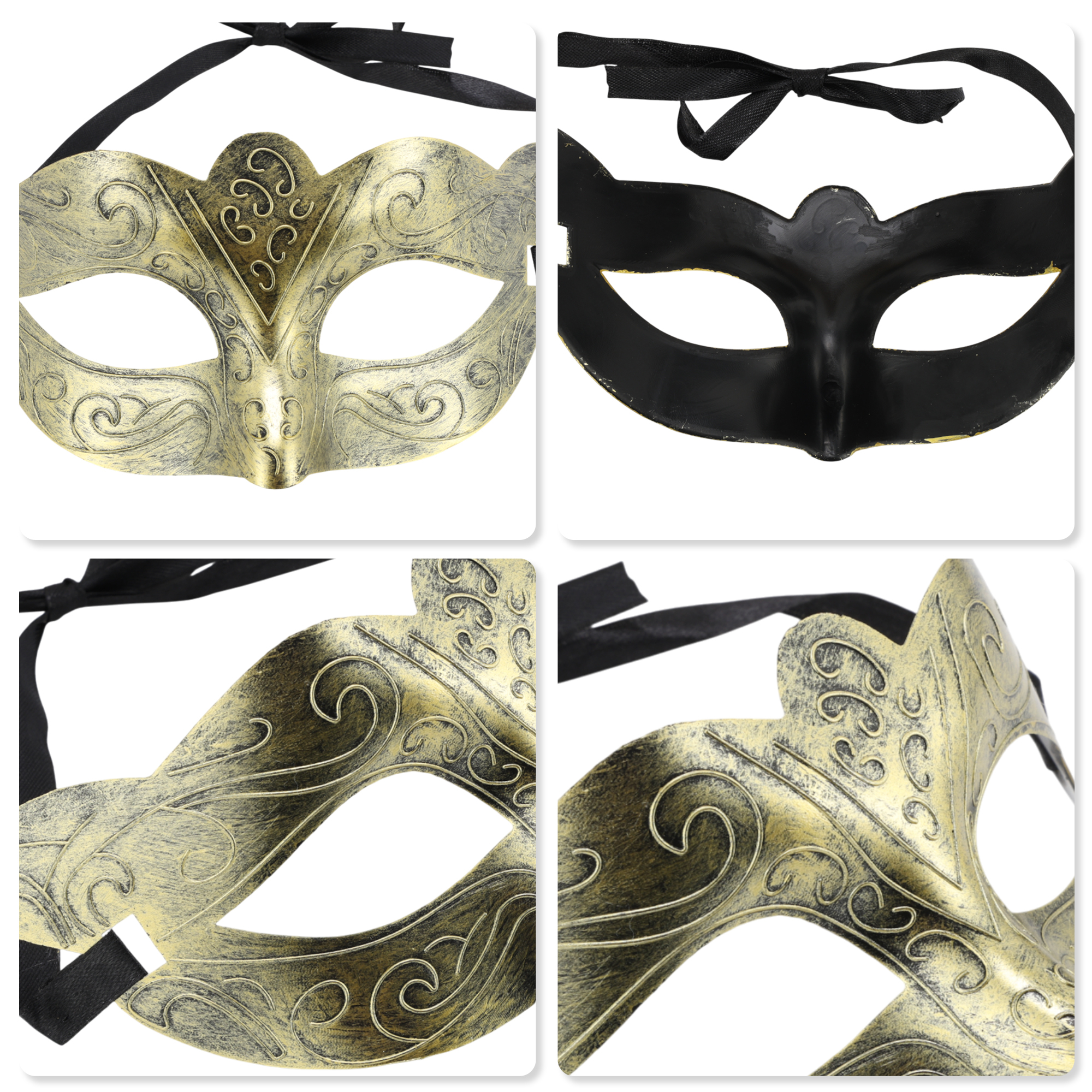 Unique Bargains 1 Pack Elegant Half-face Party Mask Gold Pattern 1