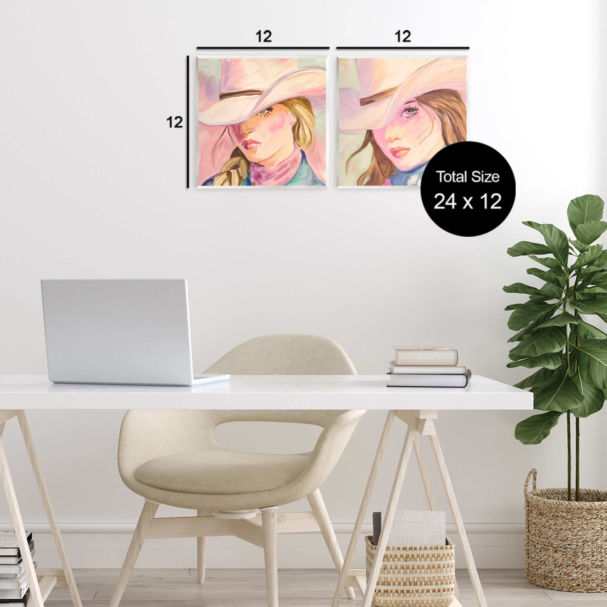 Pastel Cowgirls Gazing 2 Piece Wall Plaque Art Set, design by Kim Allen