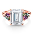 thumbnail image 2 of Gem Stone King 18K Rose Gold Plated Silver Green Mystic Topaz Ring Set with Moissanite (8.58 Cttw), 2 of 3