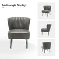 thumbnail image 6 of Classic Faux Leather Side Accent Chair Set of 2 Metal Base Tufted Mid-back Bedroom Living Room Grey, 6 of 8