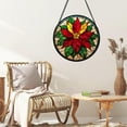 thumbnail image 5 of Stained Glass Window Hanging - Poinsettia Birth Flower Suncatcher for Door Garden Home Decor Retro Sun Catchers Christmas Mother's Day Birthday Gifts for Women Men Mom Nana Friend, 5 of 6
