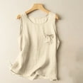 thumbnail image 2 of CYRBOKO Women's Summer Tank Tops, Casual Crew Neck Loose Breathable Sleeveless Tops Beige Size M, 2 of 4