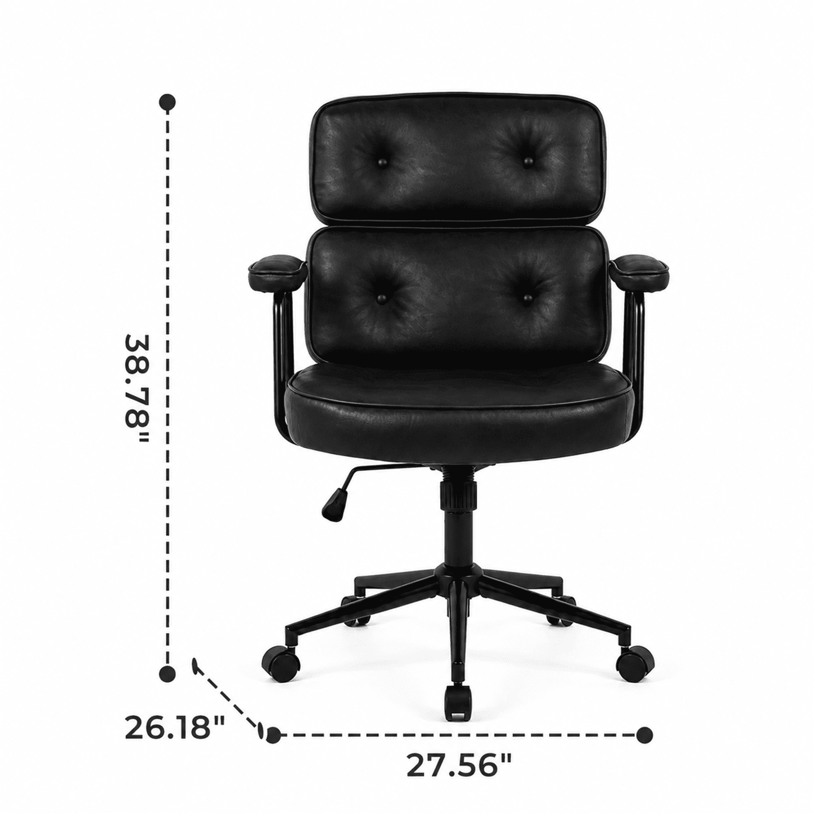 Alvantor Ergonomic Office Chair, PU Leather Computer Chair Lumbar Support, Adjustable Height, Rolling Swivel, Executive Task, Padded Armrests for Vanity, Study