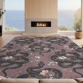 thumbnail image 2 of Design&I 4'x6' Washable Area Rug Vines Botanical Mood Watercolor Pink Border Snake Vintage Gothic Playful for Reading Nook, Bedroom, Pet Friendly & Non-Slip Built-In Grip, 2 of 7