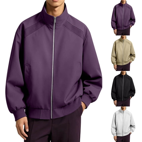 Lightweight Track Jackets for Men Casual Loose Fit Windbreaker Stylish Light Fall Spring Golf Work Dress Business Coat with Side Pocket