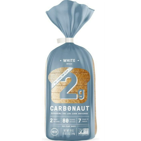 Carbonaut -White Sliced Low Carb Bread,  High Protein, Keto,  Vegan, Kosher, Non-GMO,  low-Carb, Sugar + Nut Free, 550 g, Carbonaut - White Bread Low Carb, 544g