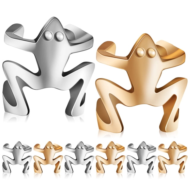 8Pcs Frogs Earrings Stud Earrings Animal Clip On Earrings Ear Bone Cuffs Clips