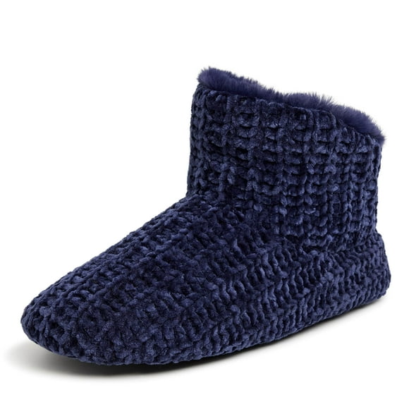 Dearfoams Women's Chenille Bootie Slipper, Peacoat, X-Large