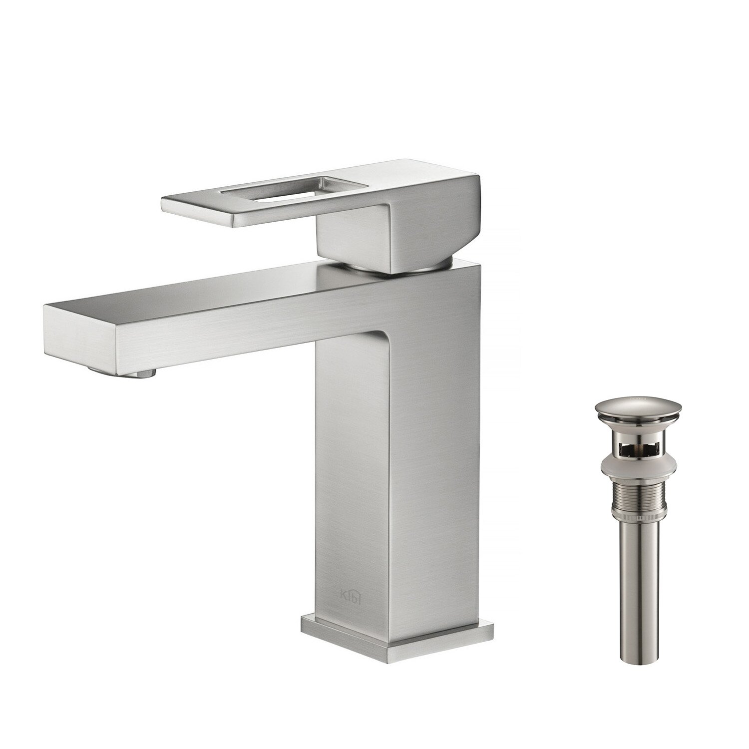 Cubic Single Hole Bathroom Faucet with Drain Assembly, Maximum 1.5 GPM