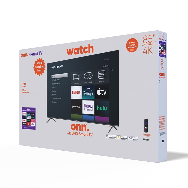 onn 85" Class 4K UHD Roku Smart Television, 100150805 gallery view