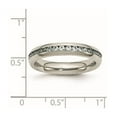 thumbnail image 2 of Stainless Steel Polished 4mm March Light Blue Cubic Zirconia Ring Size 9 Ring for Women, 2 of 2