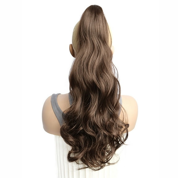 20Inch Synthetic Long Curly Ponytail Heat-resistant Claw Clip in Hair Extension Black Brown Hairpiece for Women