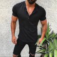 thumbnail image 1 of Camiseta musculosa para hombre KEWITY Henley de manga corta ajustada, 1 of 2