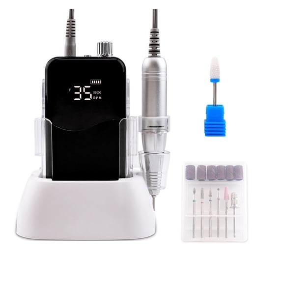 Wave Desktop Cordless Base Electric Nail Drill Machine 35000rpm Drill Set For Manicure Pedicure Rechargeable Battery Wireless ,Easy to Operate