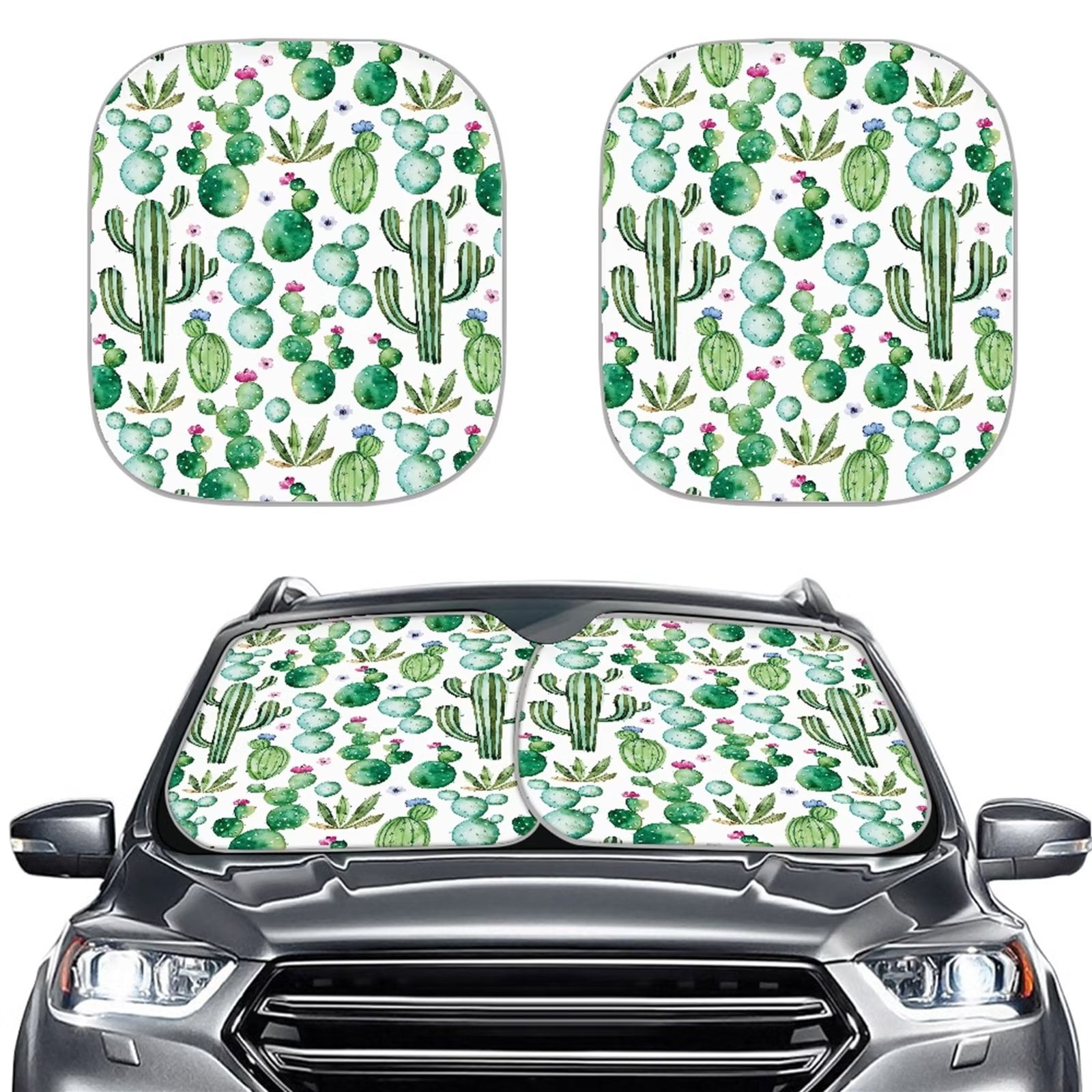 Renewold Cactus Green 2-Piece Anti-Dirty Car Sunshade Blocks Max UV ...